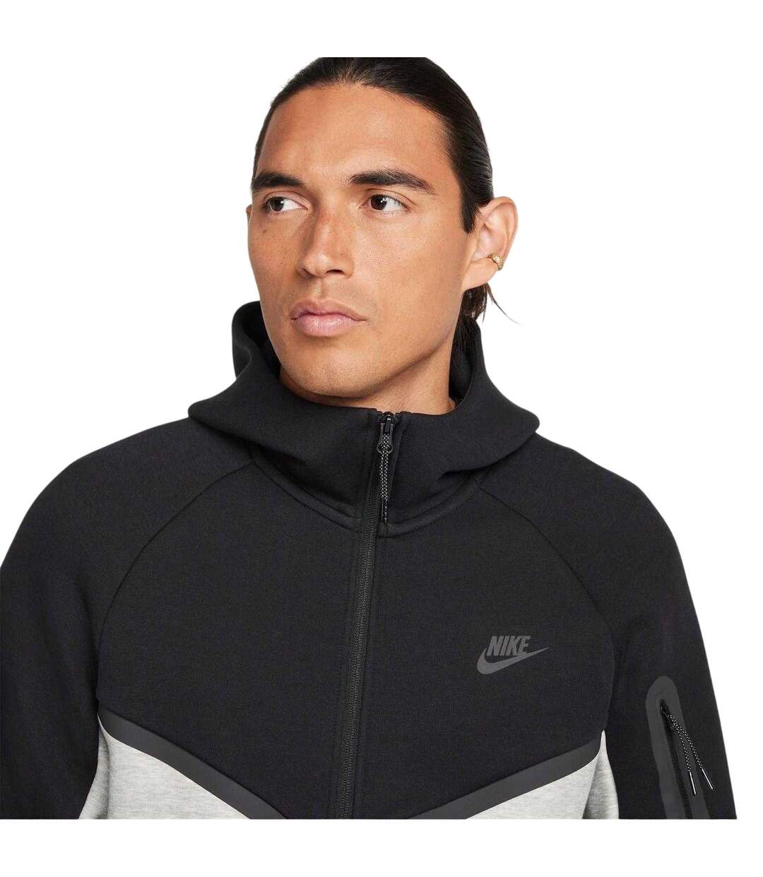 Veste À Capuche Motif/style Chevron Tech Homme Noir Gris Nike-3