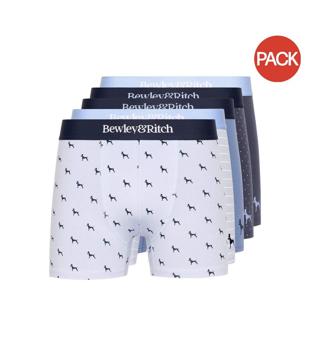 Pack of 5  Mens mirador boxer shorts  mixed Bewley & Ritch