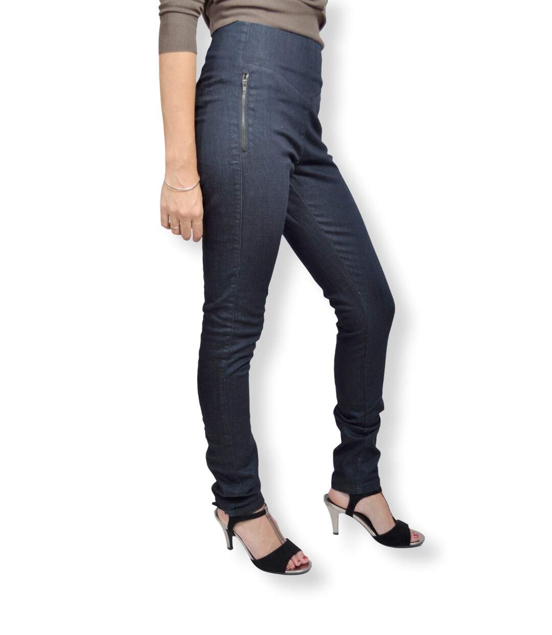 Pantalon femme coupe slim couleur dark night-3