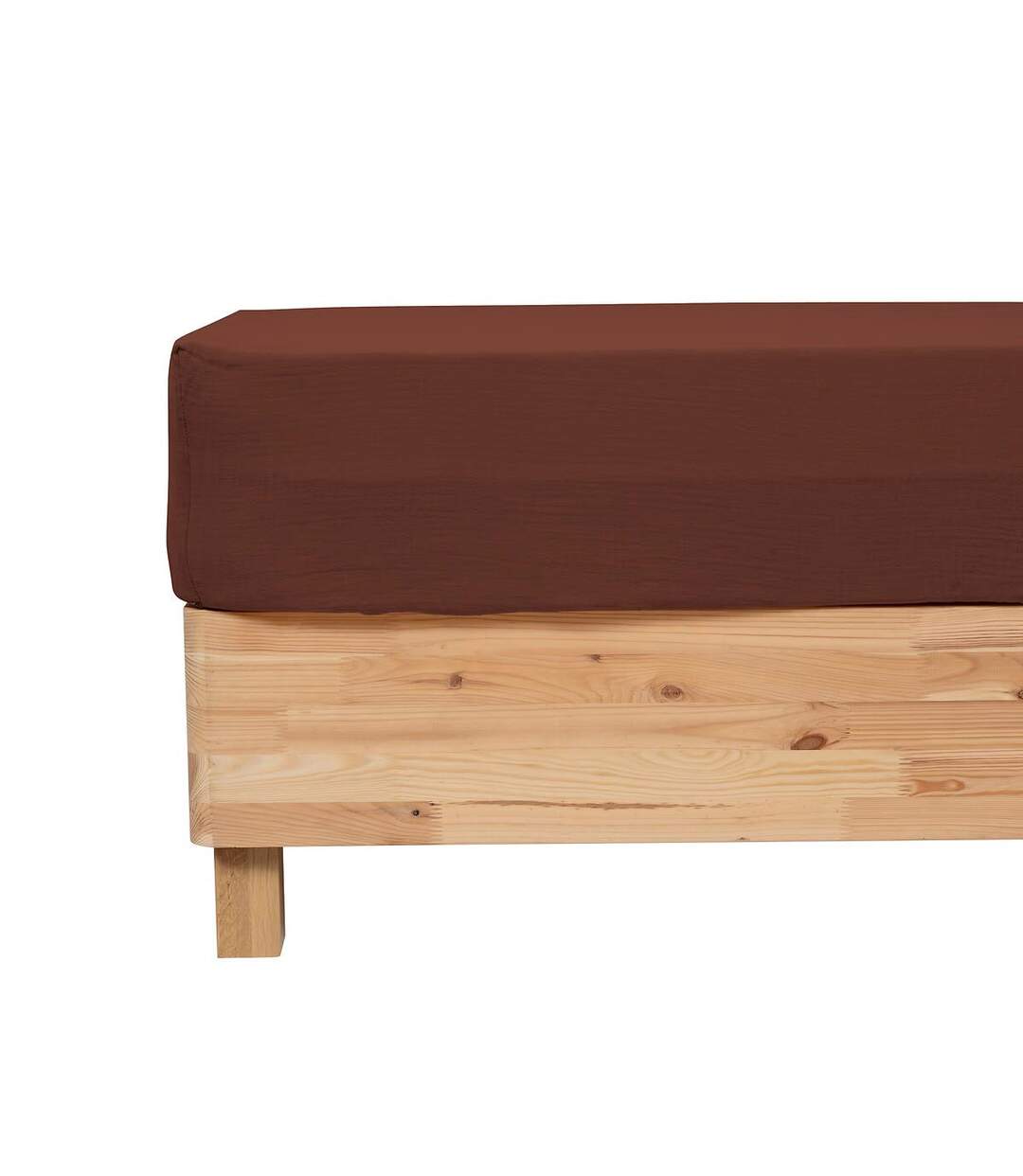 Drap Housse en Gaze de Coton Flora 140x190cm Marron-2