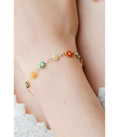 Colourful Rainbow Sun Flower Charm Indie Daisy Floral Summer Boho Bracelet