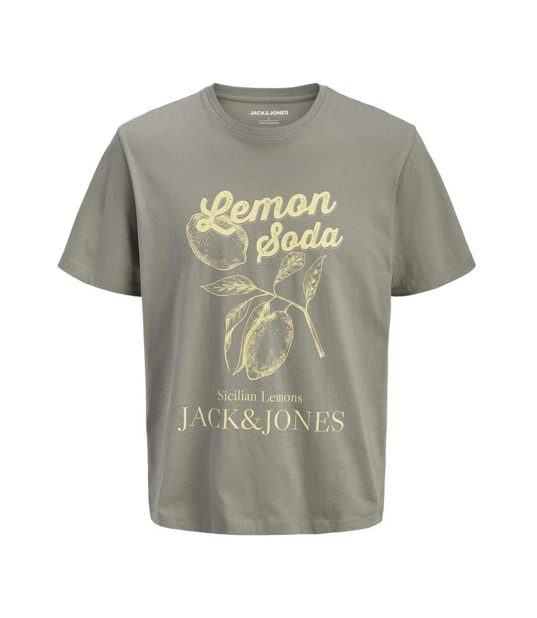 T-Shirt vert/jaune homme jack & jones arri-1
