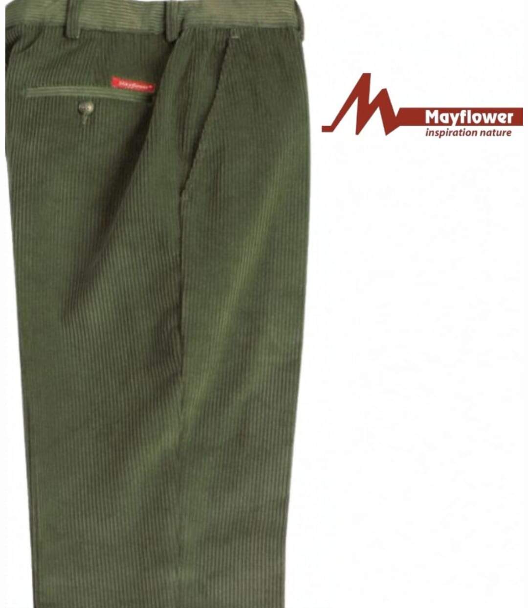 MAYFLOWER D373 — Pantalon velours extensible kaki : confort stretch et taille haute-4