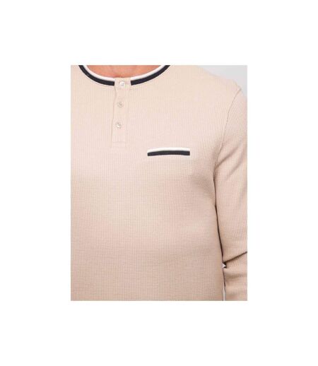 T shirt manches longues gaufré col tunisien coton JOTENDO