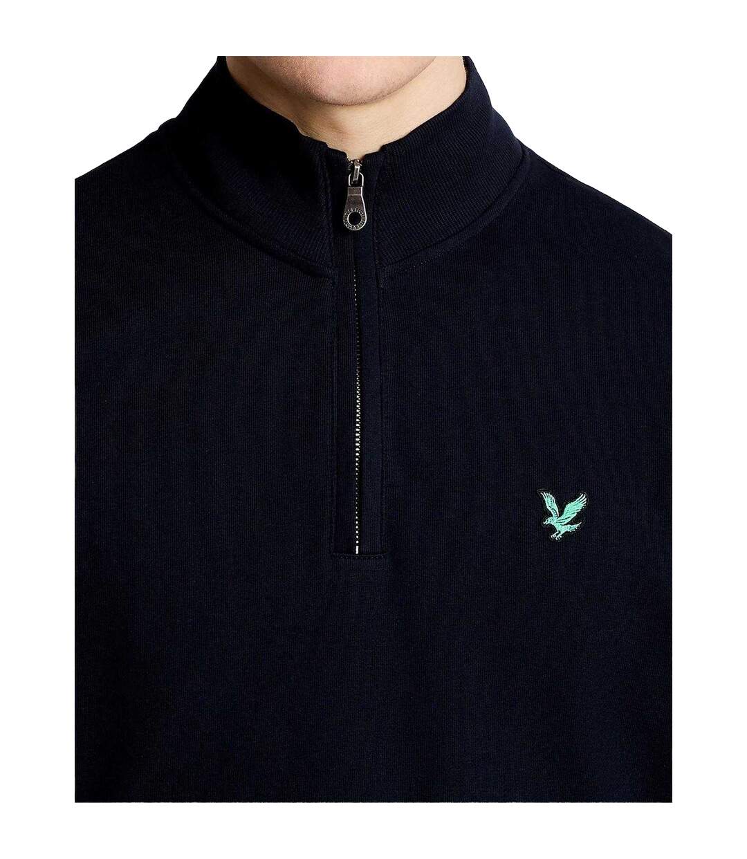 Haut De Golf À Col Montant Zippé Motif/style Logo Brodé Homme Bleu Marine Foncé Lyle & Scott-4