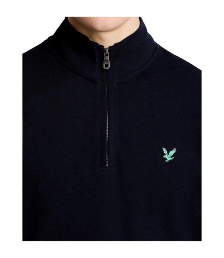 Haut De Golf À Col Montant Zippé Motif/style Logo Brodé Homme Bleu Marine Foncé Lyle & Scott