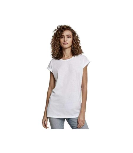 Build Your Brand Womens/Ladies Organic Extended Shoulder T-Shirt (White) - UTRW8410