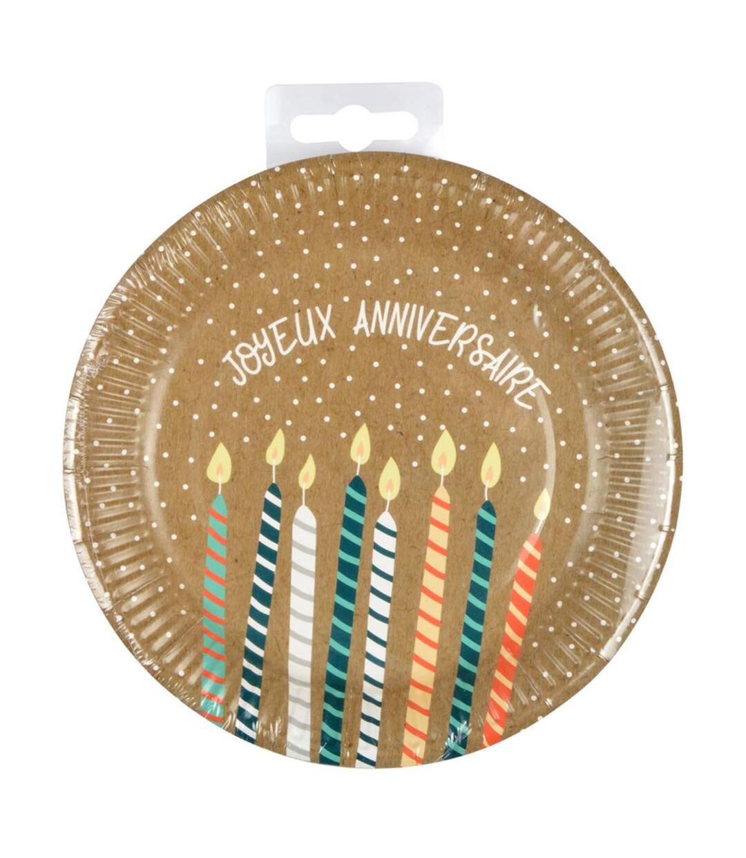 Lot de 6 Assiettes en Carton Anniversaire Kraft 18cm Naturel-3