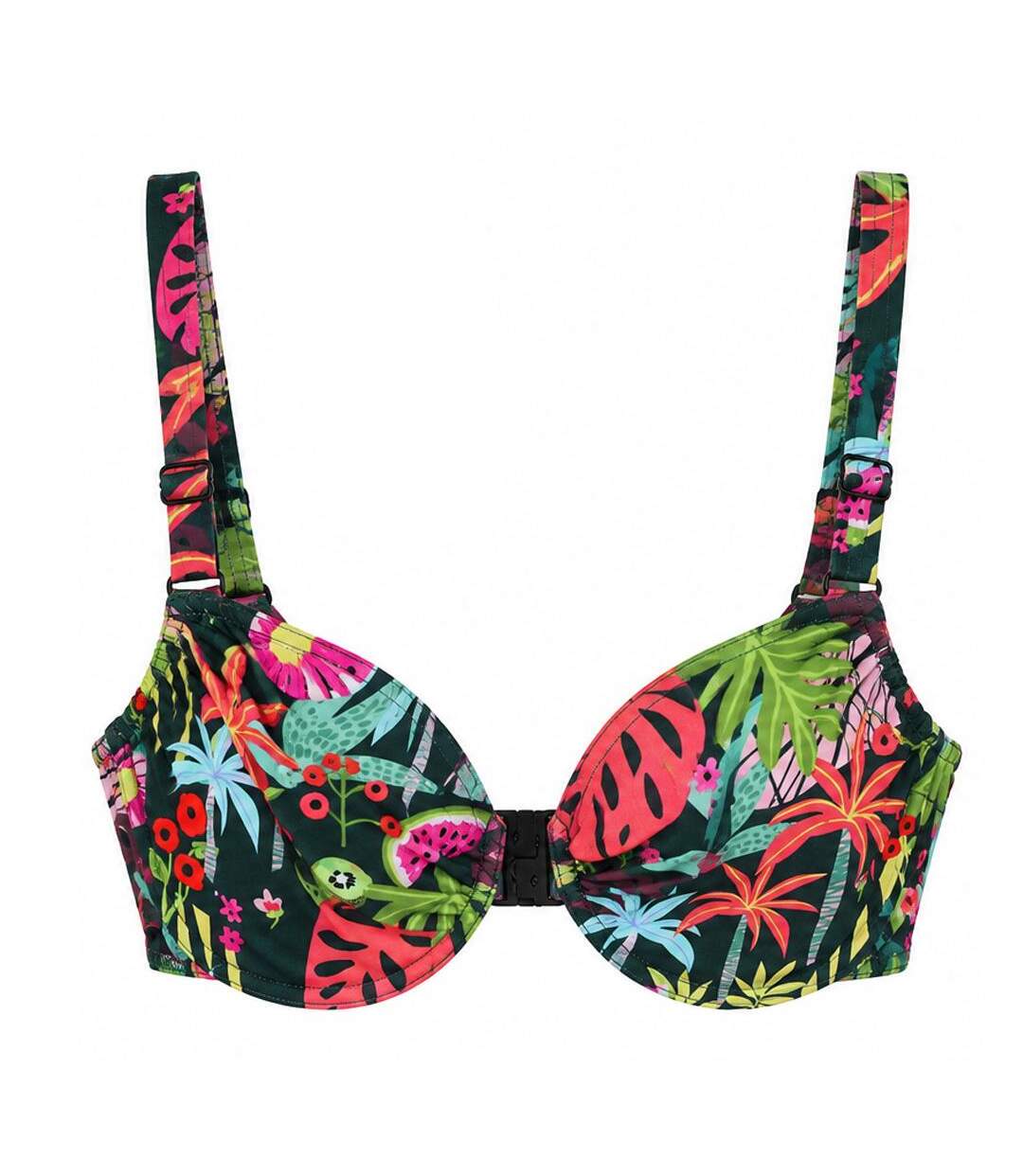 Haut de maillot de bain vert/rouge à motifs femme grain de sable zigzag-1