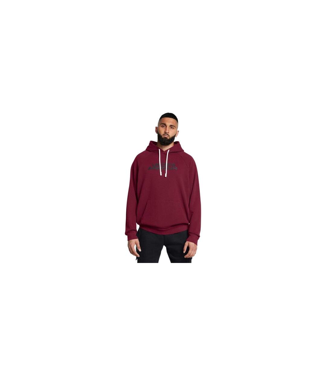 Mens Rival Raglan Drawstring Hoodie Red Under Armour-1