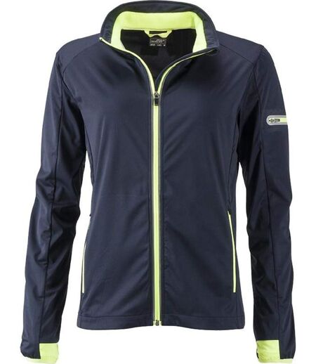 Veste softshell sport - Femme - JN1125 - bleu marine et jaune vif