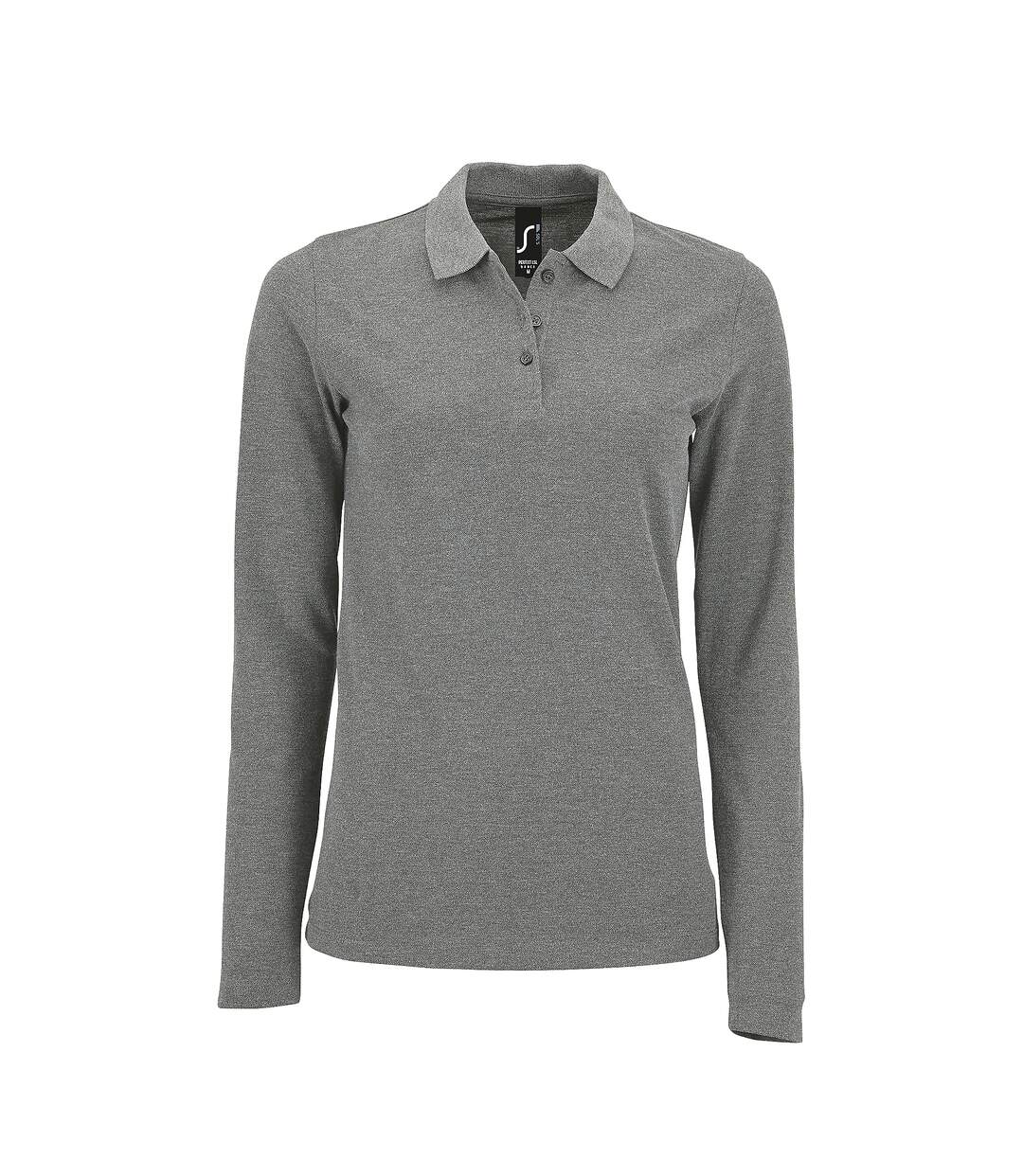 Polo manches longues perfect femme gris chiné SOLS