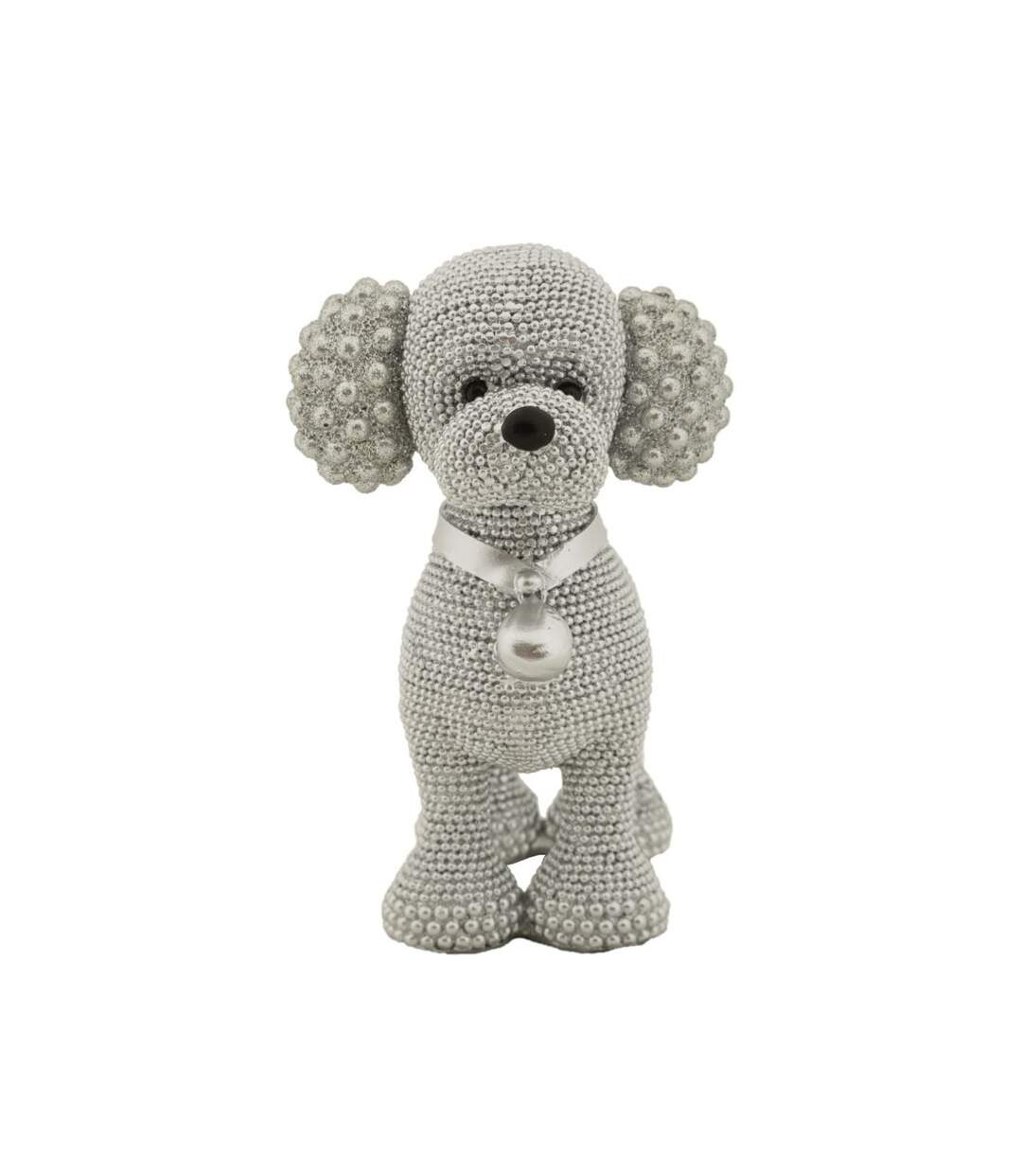 Statuette Déco Caniche Debout Sparky 15cm Argent-2