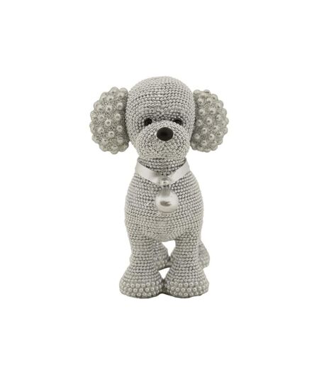 Statuette Déco Caniche Debout Sparky 15cm Argent