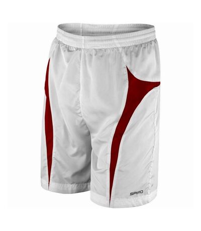 Unisex adult team micro-lite mesh lining shorts white/red Spiro