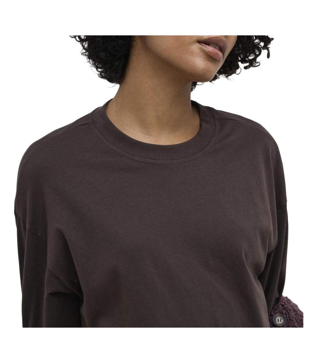 T-Shirt manches longues marron femme only happy1-2