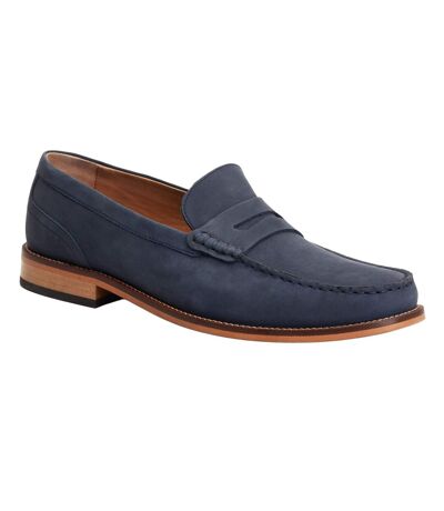 Mens garfield leather penny loafers navy Base London