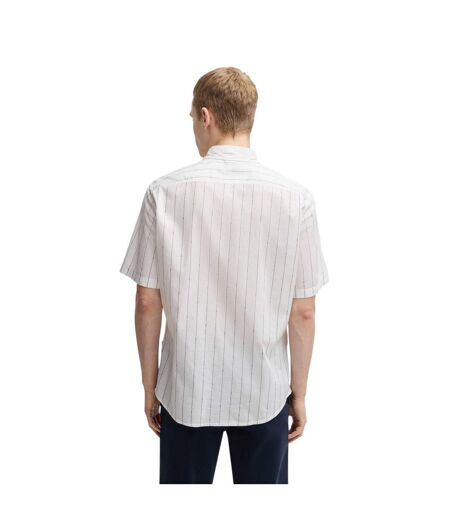 Chemise Manches Courtes Motif/style Fines Rayures Homme Blanc Boss