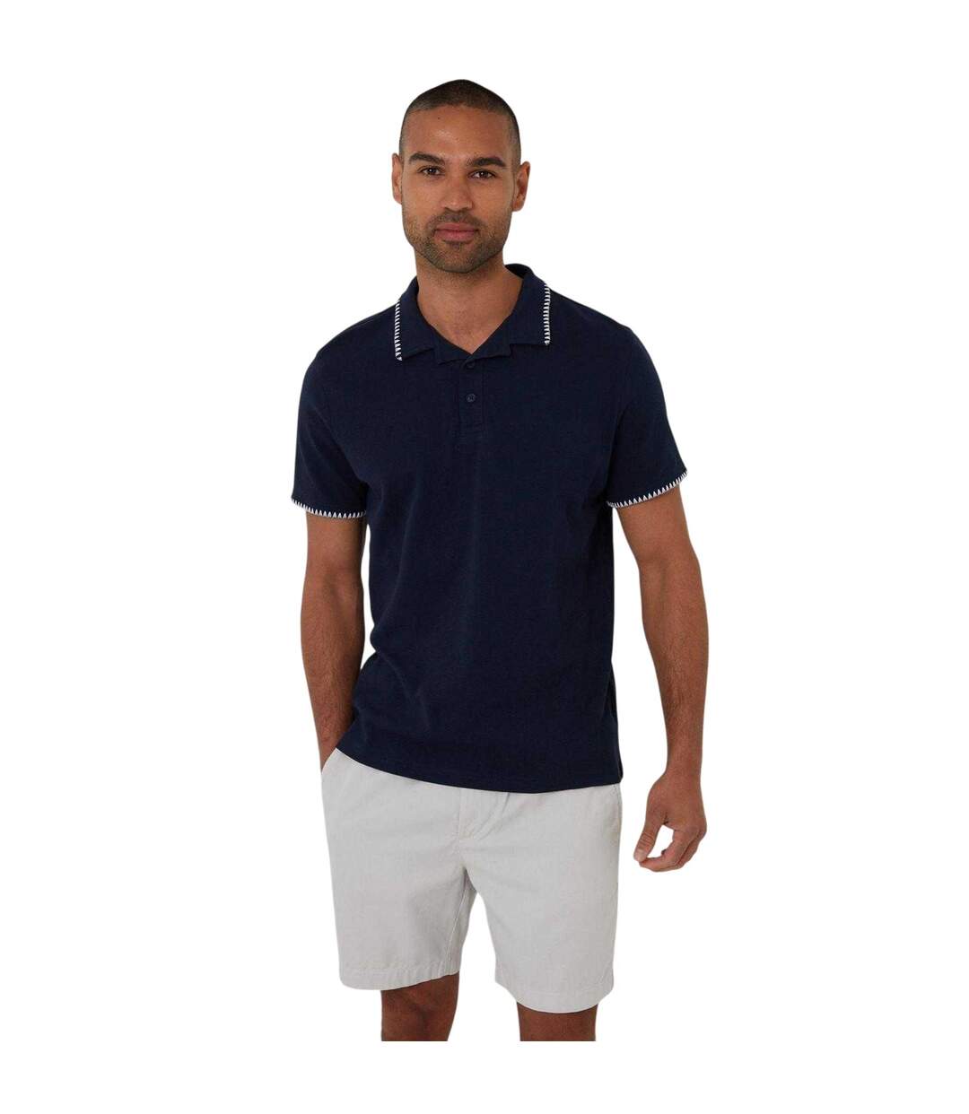 Mens Arnwick Short-sleeved Polo Shirt Navy Threadbare-2