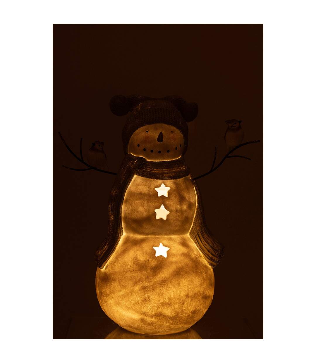 Bonhomme de Neige Déco Oiseaux 50cm Blanc-3