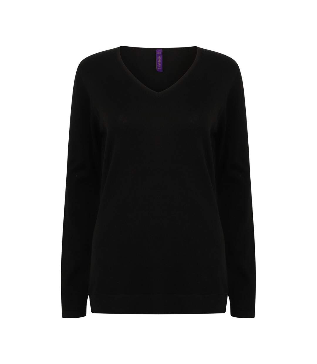 Womens/ladies cotton acrylic v neck sweatshirt black Henbury