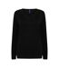 Henbury Womens/Ladies Cotton Acrylic V Neck Sweatshirt (Black) - UTPC6025