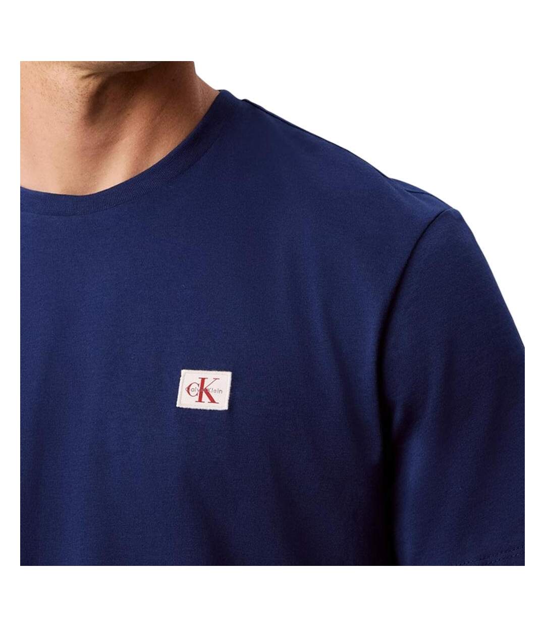 T-Shirt marine homme calvin klein jeans badge l4g-2