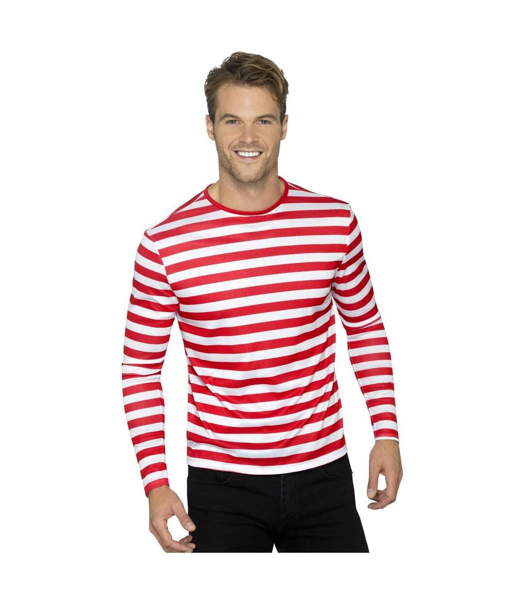 Unisex adult striped long-sleeved t-shirt red/white Smiffys-1