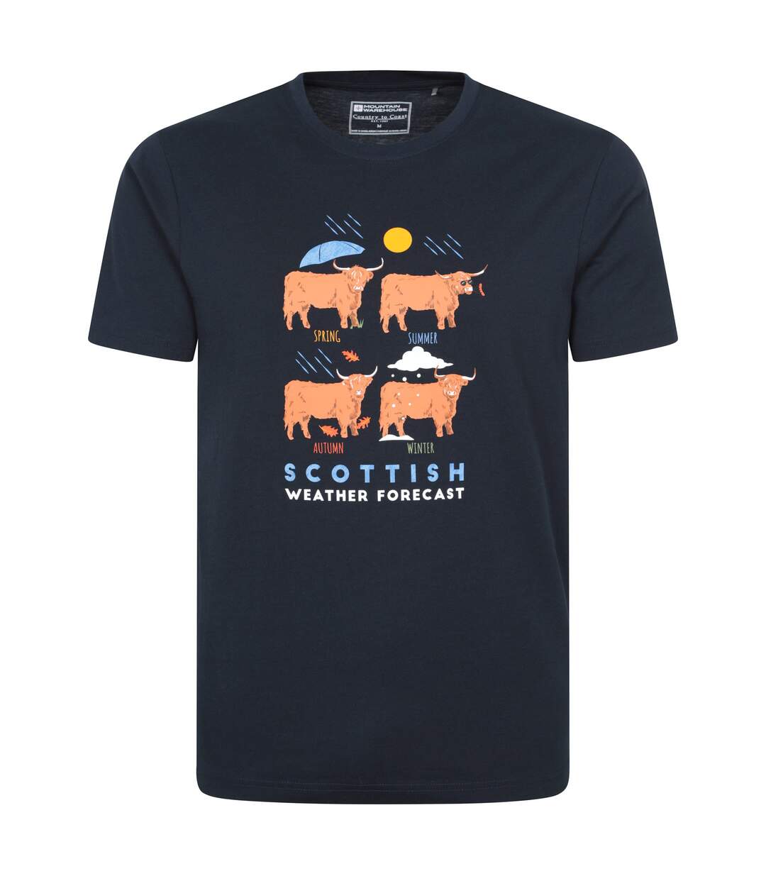 Mens scottish weather forecast graphic t-shirt navy Mountain Warehouse-1
