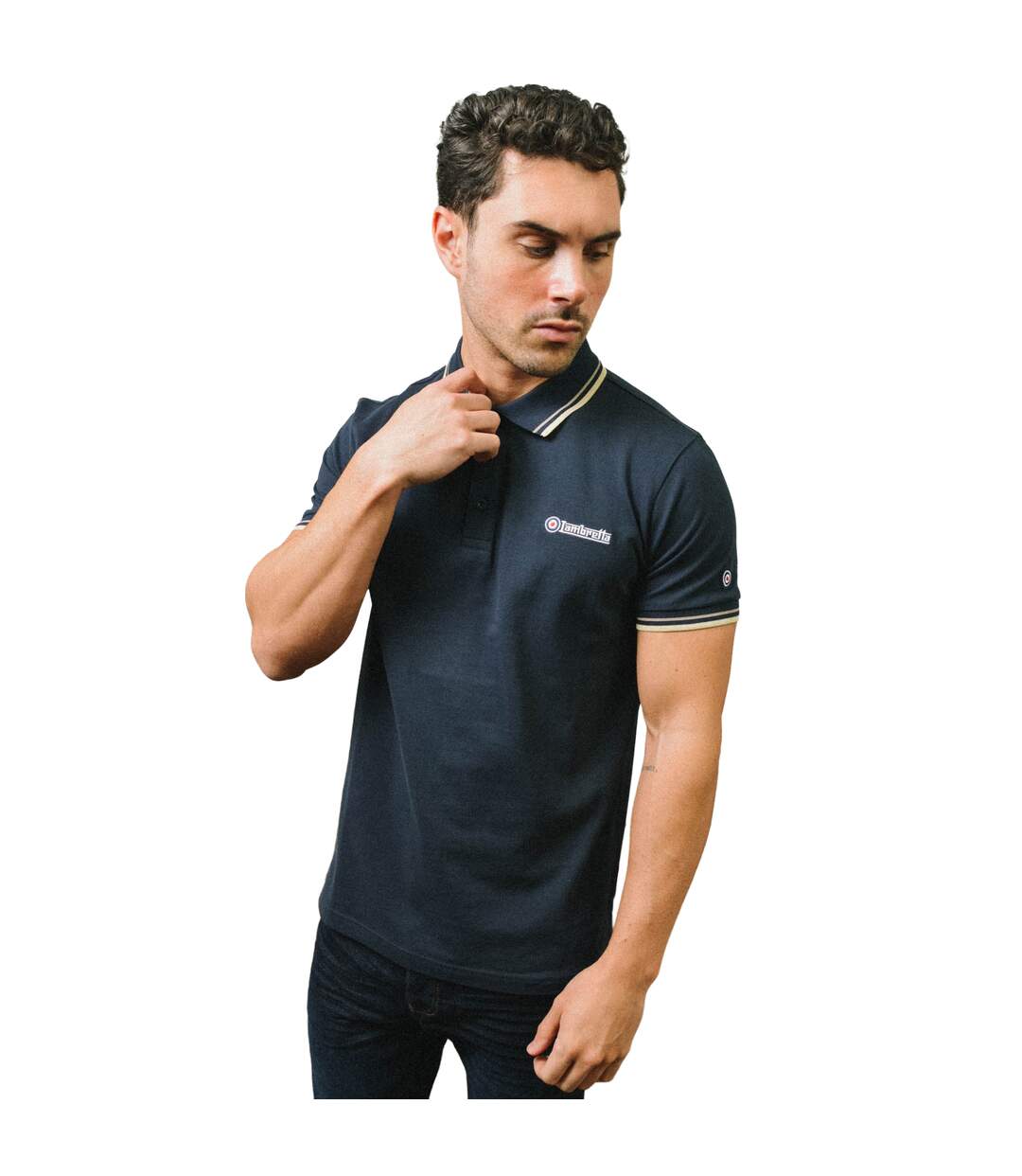 Polo Ss25 Homme Bleu Marine Taupe Lambretta-1