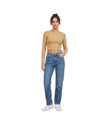 Womens/ladies Feline Slim Long-sleeved Crop T-shirt Incense JJXX