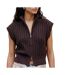Gilet sans manches maille femme marron vero moda  highneck-1