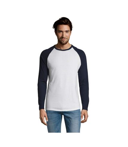 SOLS Mens Funky Contrast Long Sleeve T-Shirt (White/French Navy)