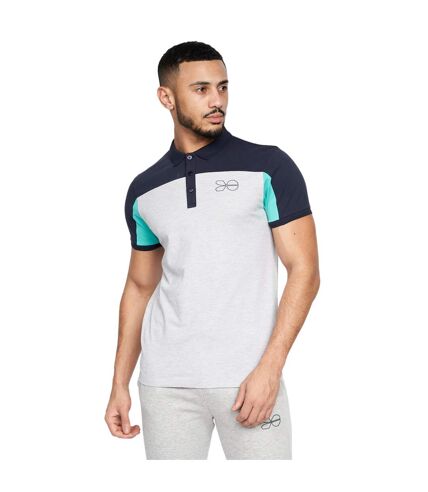 Polo jabblist homme gris chiné / bleu marine / turquoise vif Crosshatch