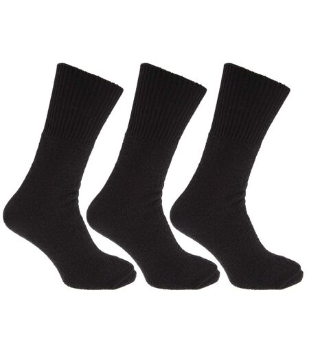 Mens Thermal Non Elastic Wool Blend Socks (2.1 Tog) (Pack Of 3) (Black) - UTMB281