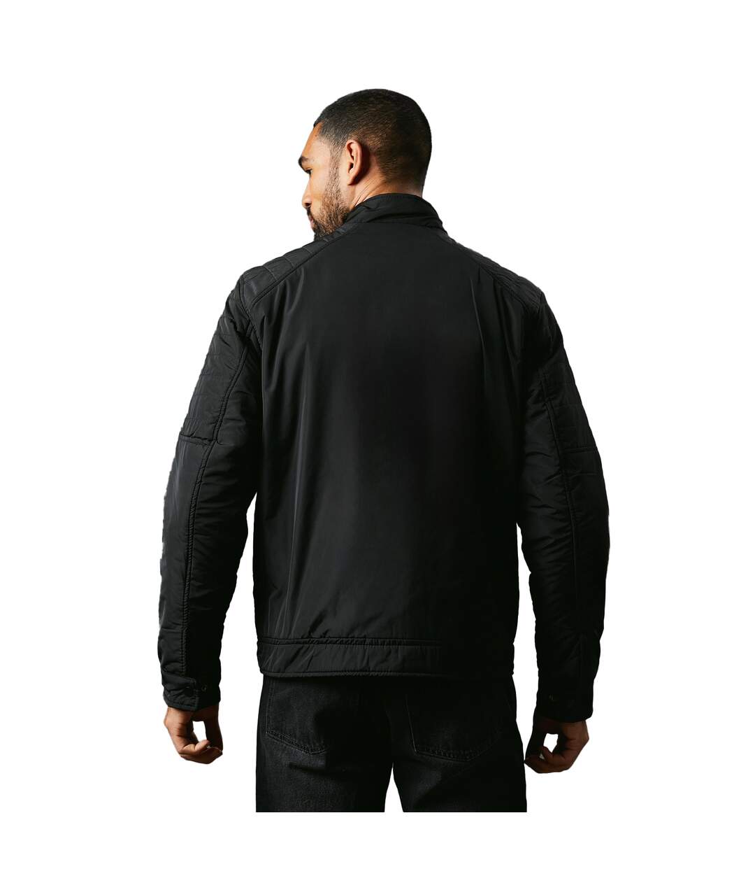 Mens nylon padded biker jacket black Maine