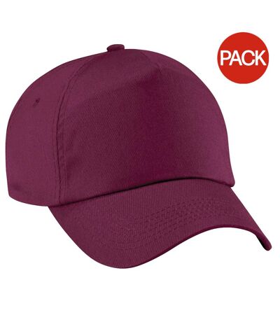 Lot de 2  casquettes de baseball adulte bordeaux Beechfield