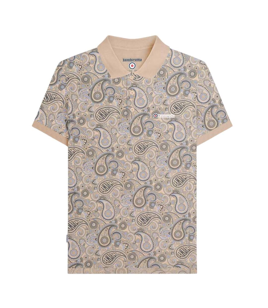 Polo Motif/style Cachemire Homme Beige Gris Lambretta-2