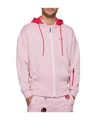 Mens Saggyart Zipped Hoodie Pink Boss