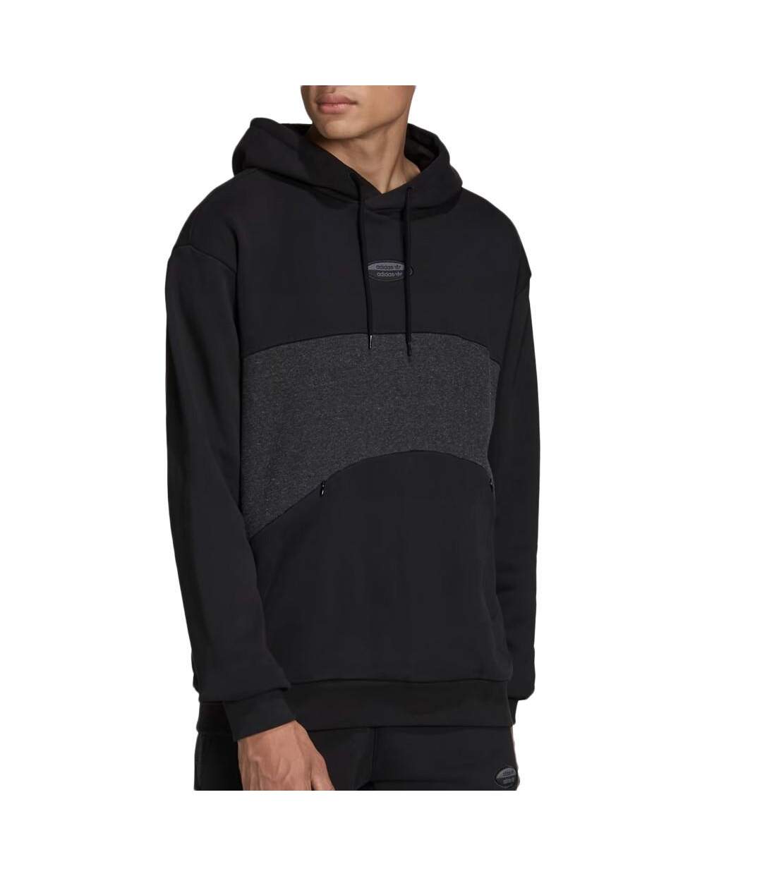 Sweat à Capuche Noir Homme Adidas Essent - S