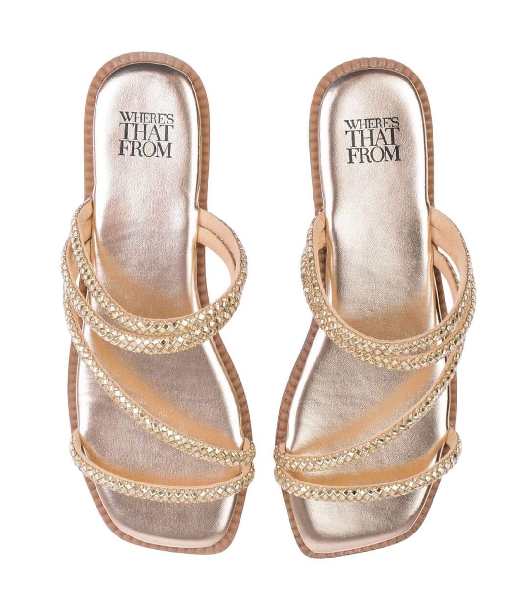 Sandales Motif/style Strass Femme Jaune Or Where´s That From-2