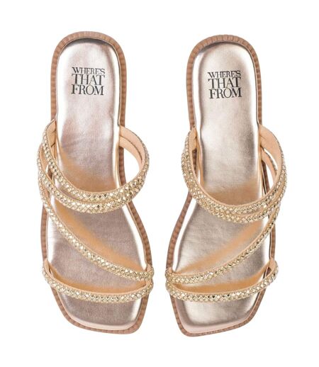 Sandales Motif/style Strass Femme Jaune Or Where´s That From