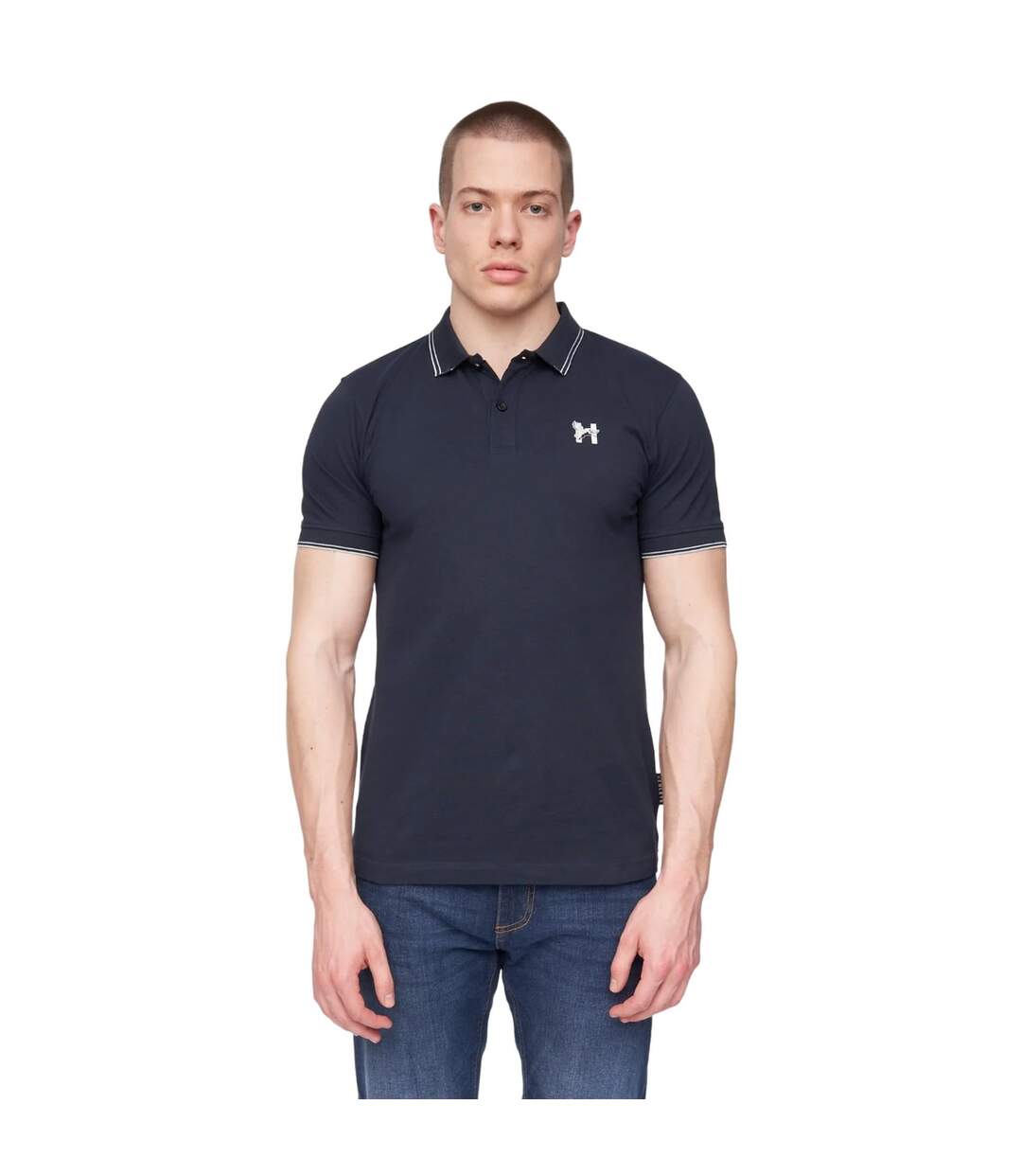 Polo Henflare Homme Bleu Marine Henleys-2