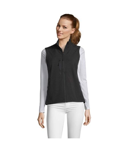 Womens/ladies Rallye Softshell Sleeveless Gilet Black SOLS