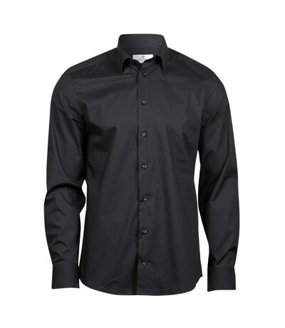 Mens luxury stretch long-sleeved shirt black Tee Jays