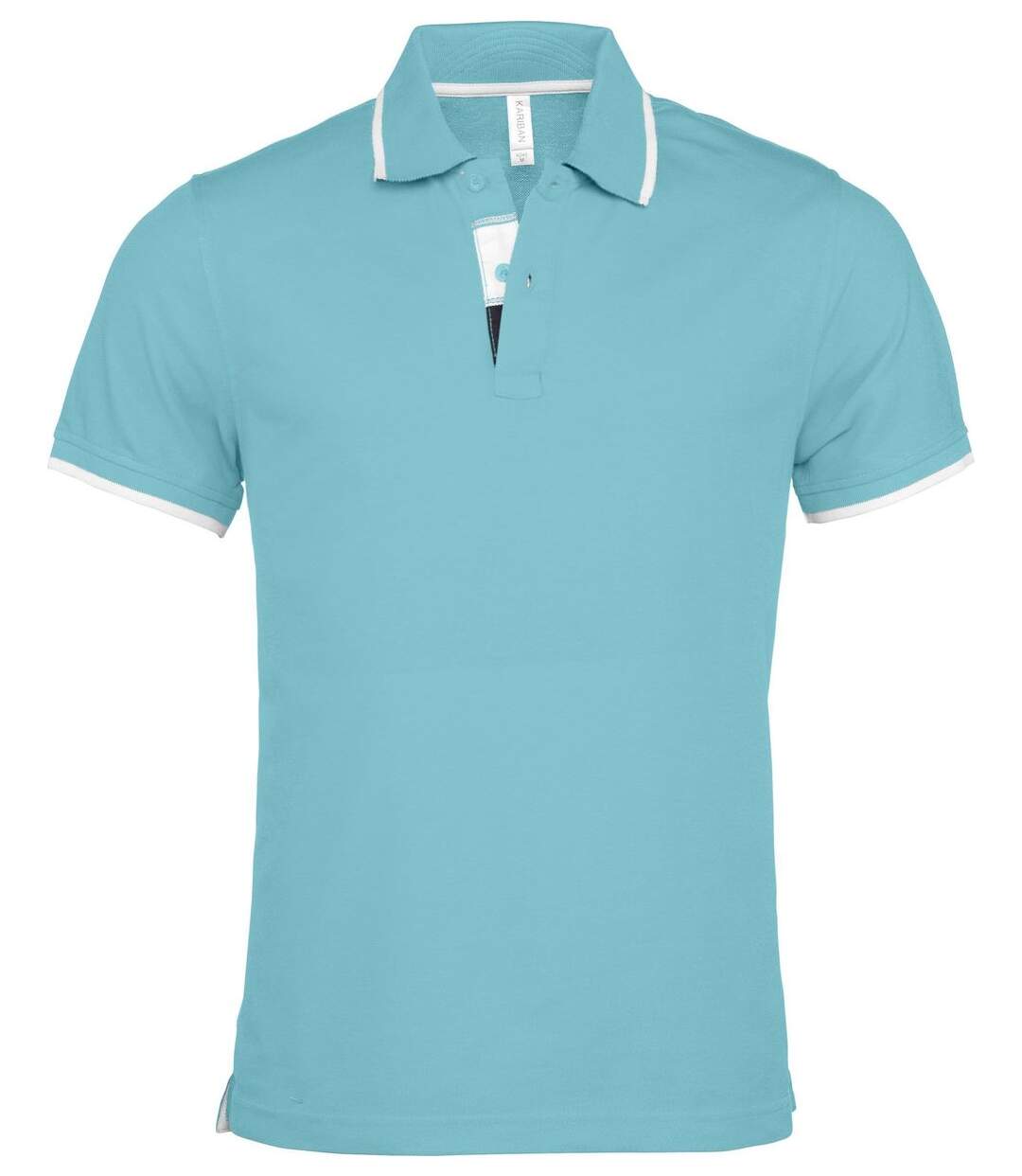 Polo homme inserts contrastés - manches courtes - K245 - bleu turquoise-1