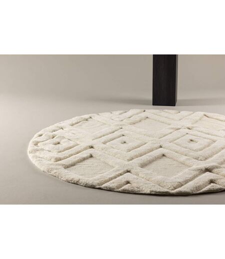 Tapis Déco Rond en Laine Dahlia 200cm Blanc