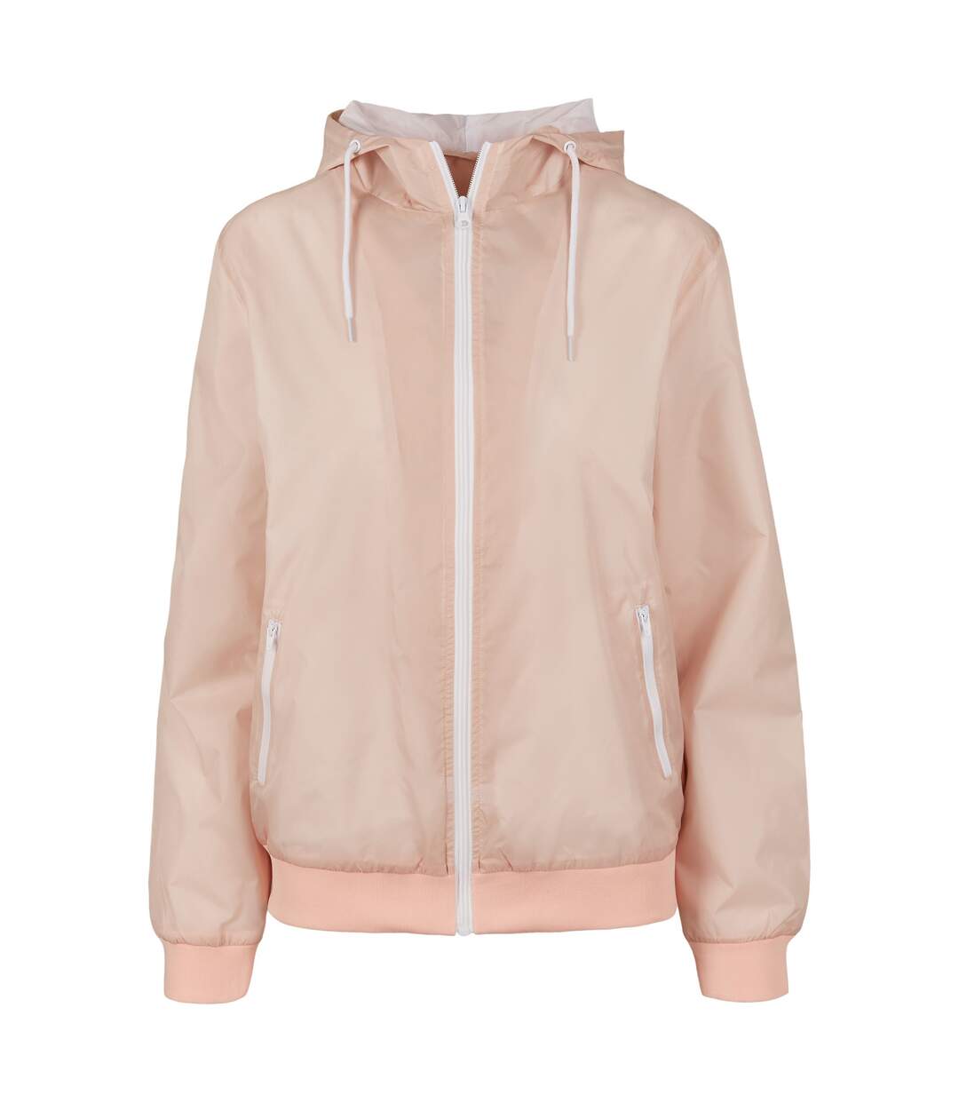 Veste Coupe-vent Femme Rose Clair Blanc Build Your Brand-1