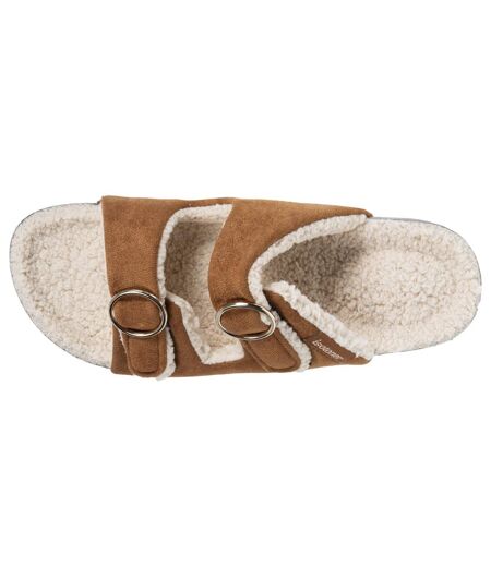 Isotoner Chaussons Mules ouvertes femme ultra-confortables patch talon, en cuir