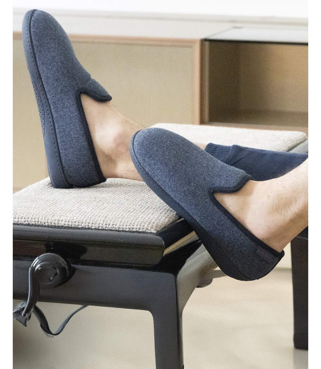 Isotoner Chaussons Charentaises homme polaire chinée semelle ergonomique, mousse à mémoire forme-2